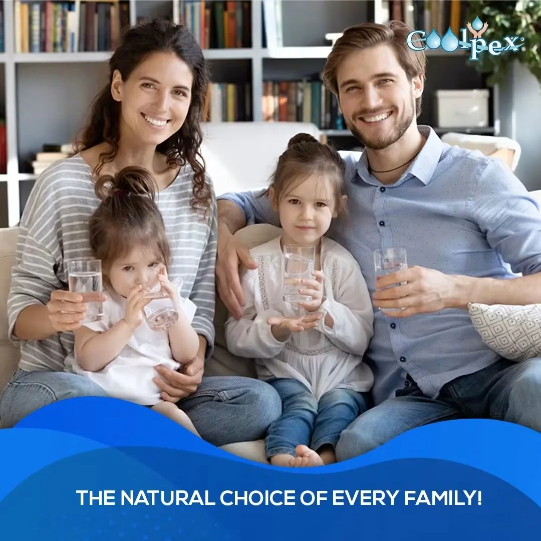 Family drinking pure Coolpex water at home